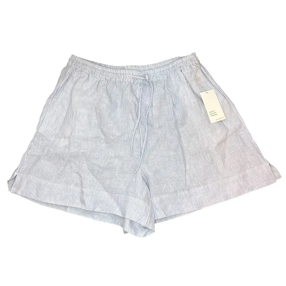 Haven well within blue striped linen shorts new with tag pull on high waist